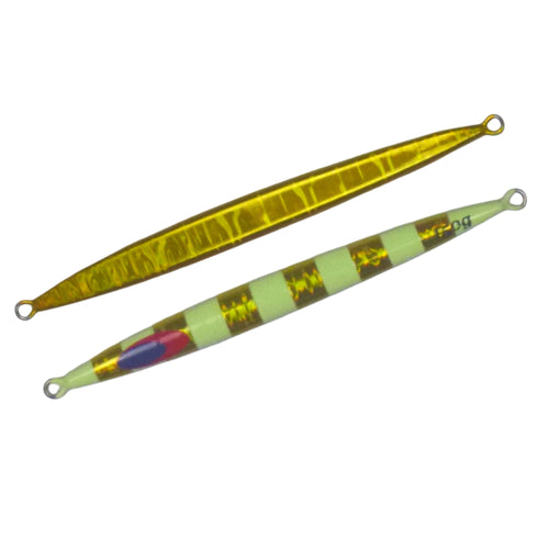 Finesse Lumo Fastdrop Jig, 150gm, Gold Stripe, Qty 2